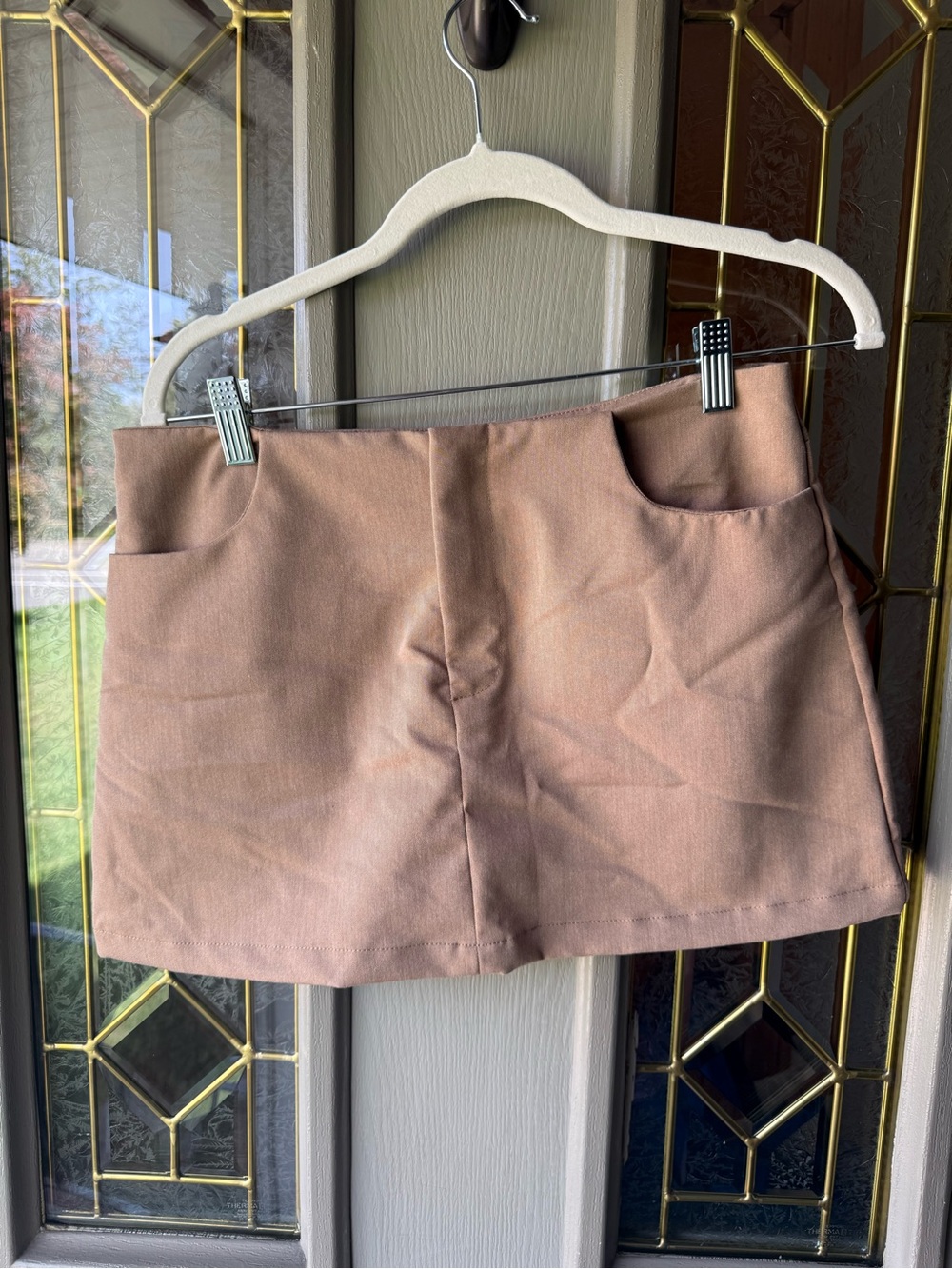 SHEIN Brown Mini Skirt with Front Pockets